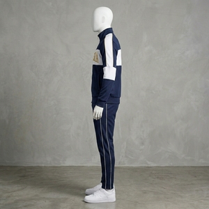Conjunto Deportivo para Hombre, Azul Marino, con Capucha, Chaqueta con Cierre Completo, Pantalones Jogger, Paneles Blancos en Bloques de Color, Ropa Deportiva, Entrenamiento, Ajuste Profesional, Ropa Activa - Product Image 3