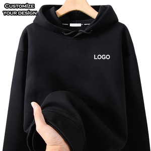 Sudadera con capucha de gran tamaño de lana de algodón de alta calidad para hombre, sudaderas con capucha gruesas con hombros caídos en relieve lisas personalizadas para Otoño/Invierno para hombre - Product Image 5