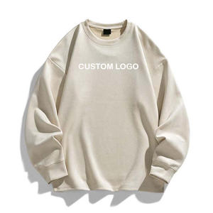 Sudaderas con capucha básicas de algodón de gran tamaño para hombre, sudaderas con logotipo impreso bordado, sudaderas personalizadas de cuello redondo de Color sólido para hombre - Product Image 5