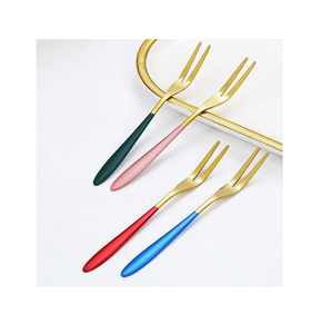 Brass Fork PVD Red Long Handle 1-<b>Pieces</b> <b>Dinner</b> Fork Flatware Crafts Mirrored Steel Fork spoon top selling - Product Image 2