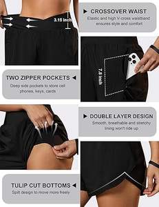 Short d'entraînement de tennis pour femme avec tissu à séchage rapide et évacuation de l'humidité et ajustement réglable pour un confort maximal - Product Image 3