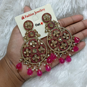 ต่างหูห้อยชุบทองหรูหราด้วยหินคริสตัลไข่มุกและลูกปัดเครื่องประดับสำหรับเทศกาลและงานปาร์ตี้ - Product Image 2