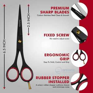 Tijeras rectas para corte de pelo, tijeras de 6,5 pulgadas con hoja de afeitar afilada, acero inoxidable 440C, mango medio, peluquero diestro - Product Image 6