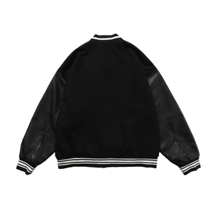 Producto de tendencia OEM, venta al por mayor, chaqueta Varsity para hombre, logotipo personalizado, ropa de calle para hombre, chaqueta de béisbol cálida con manga de cuero - Product Image 3