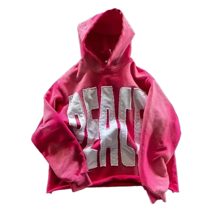 Custom Heavyweight 100% Cotton <b>Oversized</b> Zipper Pullover Thermal <b>Hoodie</b> <b>for</b> <b>Men</b> Acid Washed Distressed Seam Embroidered Applique - Product Image 2