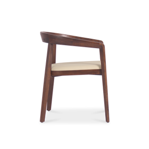 Fauteuil de salle à manger moderne Davinc en teck massif avec sièges rembourrés, finition naturelle, pour salon - Product Image 3