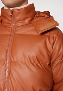 แจ็คเก็ตขนเป็ดสีน้ำตาลมีฮู้ดสำหรับผู้ชายเสื้อหนาวบุนวมมีซิปปิดน้ำหนักเบามีฉนวนแจ๊กเก็ตสำหรับใส่โลโก้ได้ตามต้องการ - Product Image 3