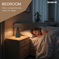 Lampe de table LED en forme de champignon rechargeable, 3 températures de couleur, intensité réglable, 1200 mAh, type C, lampe de chevet moderne et minimaliste pour chambre à coucher et bureau