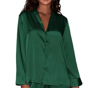 Conjunto de Pijama de Mujer de Seda 100%, Térmico, de Media Manga, Color Sólido, Transpirable, Camisón, 2026 - Product Image 3