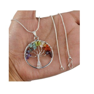 Fourniture directe d'usine de collier pendentif arbre de vie avec des pierres précieuses naturelles pour l'énergie spirituelle et l'approvisionnement en gros - Product Image 1