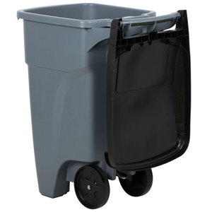 Poubelle rectangulaire à roulettes Rubbermaid 1971941 de 32 gallons, grise, avec couvercle - Product Image 5
