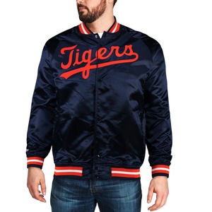Chaqueta Versity de satén 100% de alta calidad, bombardero bordado con logotipo personalizado con lona, chaqueta de satén de seda al por mayor - Product Image 5