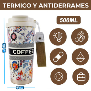 Set di Thermos Ermetici da 500ml con Motivi Floreali per Viaggi - Bottiglie per Bevande Calde o Fredde - Product Image 4