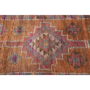 Tapis turc vintage, tapis Herki 2,8x10,2 pieds, tapis oriental en laine orange rose - Product Image 5