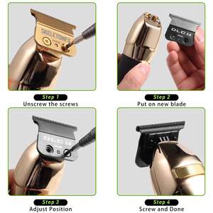 Lames de rechange à écartement zéro pour tondeuses, en acier inoxydable, noires, type prise US, avec manuel d'utilisation en français - Product Image 3