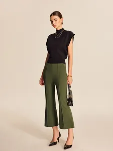 EVER GLOW High Waisted Olive Green Straight Pants Full <b>Length</b> Solid Canvas Casual Pockets Drawstring Closure Waterproof - Product Image 2