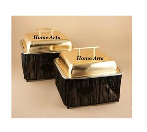 Plato de frotamiento personalizado con forma y tamaño, diseño elegante, plato de frotamiento de buffet de comida de acero inoxidable de la India - Product Image 3