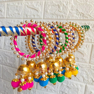 Bracelets ethniques Kaleera pour mariée, bracelets multicolores assortis pour les faveurs de mariage indien, Mehndi Haldi, Sangeet Rakhi et cadeaux - Product Image 1