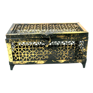 Boîte à bijoux de mariage personnalisée avec feuille d'or Design génial Rangement décoratif de table en forme de carré en métal pour la décoration de la maison - Product Image 4