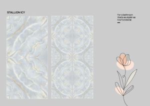 กระเบื้องพอร์ซเลนลายหินอ่อนแบบมันเงาขนาด 600x1200 มม. ลายบุ๊คมัทช์  ขนาดใหญ่ ป้องกันแบคทีเรีย สำหรับปูพื้นและผนังภายในบ้านพักตากอากาศ - Product Image 4