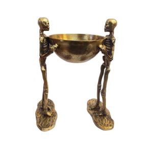 Base de Metal Plateada para Cuencos con Diseño de Esqueletos, Decoración Gótica, Exhibición de Dos Figuras de Esqueletos, Centro de Mesa Decorativo para Halloween - Product Image 6