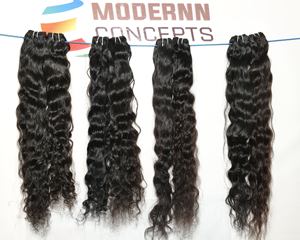 Extensions de cheveux humains indiens vierges non traités Alignés sur les cuticules bon marché Paquets de vagues profondes en vrac Boucles ondulées naturelles Aucun produit chimique - Product Image 4