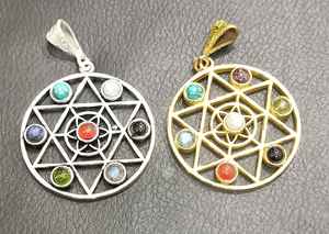 2024 nouvelle tendance or chrétien mode colliers laiton pierre intégré circulaire Design pendentifs Rawat artisanat élégant breloques - Product Image 2