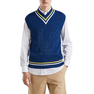Suéter de Invierno de Algodón Tejido con Cuello en V para Hombres Adultos, Estilo Escolar, Cómodo - Product Image 3