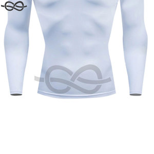 T-shirt de sport à manches longues pour hommes, vêtements de compression de gymnastique thermique et athlétique, haut léger pour hommes, blanc - Product Image 3