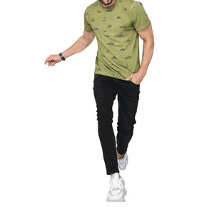 Venta al por mayor de camisetas de los hombres en el precio bajo 100% de algodón de alta calidad de lana Casual Impresión digital tejido Regular Fit frontal de color personalizado - Product Image 1