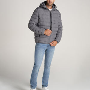 Men's Luxury Winter <b>Quilted</b> Puffer Jacket <b>Thick</b> Windbreaker Hood with Embroidery Fabric High Street Style New Arrival - Product Image 4