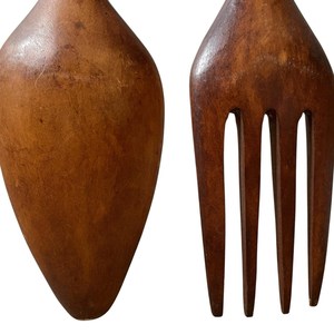 Ensemble de couverts en bois éco-responsable, sans plastique, cuillère, fourchette, couteau en bois naturel - Product Image 1