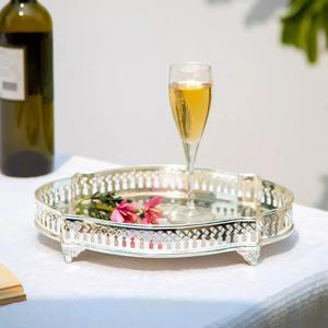 Plateau de service en métal doré de luxe pour table à manger Plateau décoratif en or pour centre de table Centre de table de mariage Plateau en métal - Product Image 3