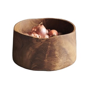 Cuenco de madera hecho a mano de alta calidad, Bol para fruta, ensalada, marrón, rojo, logotipo personalizado, respetuoso con el medio ambiente - Product Image 1