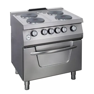 Cuisinière électrique à 4 brûleurs, double unité, installation sur table, en acier inoxydable, four de qualité commerciale avec commandes à bouton - Product Image 1