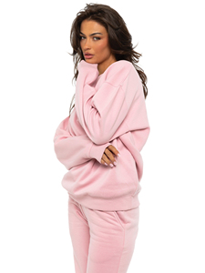 Sudadera de Moda para Mujer con Media Cremallera, Cuello Alto, Manga Larga, Color Sólido, Estilo Casual - Product Image 6