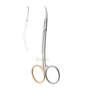 Professional TC LaGrange Scissors Gold Handle Curved Surgical Shears Dental Gum Tissue Scissor Stainless Steel Micro Instruments - Product Image 1