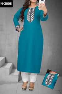 Tela de mezcla de algodón simple para uso étnico indio con hermosos Kurtis DE TRABAJO Dobi para uso informal y diario Kurtis simples para mujeres - Product Image 2