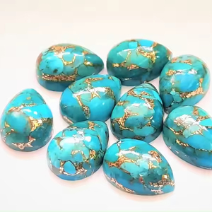 คุณภาพสูงทองแดงสีฟ้า Mohave เทอร์ควอยซ์ลูกแพร์ตัดรูปร่างหลวมอัญมณี Cabochon ของแท้สําหรับเครื่องประดับทําใช้ในราคาจํานวนมาก - Product Image 1