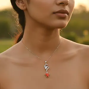 Collier pendentif en argent plaqué avec émeraude, améthyste, zircon, perle, pierre précieuse, diamant taille princesse, plaqué rhodium, bijoux pour femmes, cadeau - Product Image 3