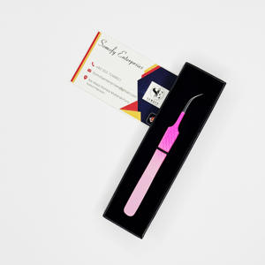 Pinzas de acero inoxidable con recubrimiento en polvo de dos tonos Empuñadura de diamante con punta plateada curvada fuerte Logotipo personalizable - Product Image 4