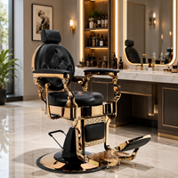 Fauteuil de Barbier Hydraulique de Luxe Professionnel, Chaise de Coiffure Inclinable pour Salon, Chaise de Coupe de Cheveux Robuste, Équipement de Barbier Doré