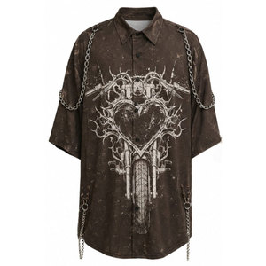 เสื้อเชิ้ตมอเตอร์ไซค์ผู้ชาย แขนสั้น ทรงปกติ สไตล์สตรีทแวร์ ผ้าโพลีเอสเตอร์/คอตตอนเจอร์ซีย์ กันยับ แห้งเร็ว - Product Image 2