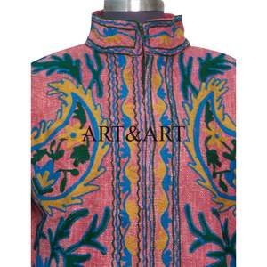 Chaqueta Suzani de Algodón Tejido Acolchado y Transpirable, Hecha a Mano, Estilo Boho Tribal, Bordado Étnico, para Festivales, de Secado Rápido - Product Image 3