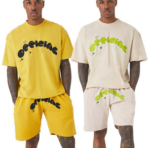 Top Selling Lightweight <b>Men's</b> Casual Streetwear Printed Shirt <b>Shorts</b> Set for Summers Knitted OEM Service Personalized Design - Product Image 1