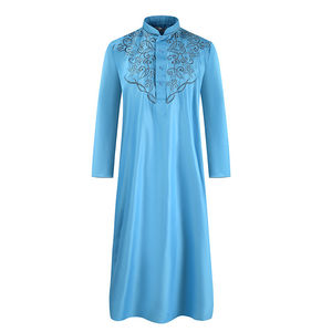 Premium Quality New Style Islamic Thawb Burqa Men Muslim Thawb Caftan Loose Solid Color Men <b>Moroccan</b> <b>Thobe</b> Chest Embroidered - Product Image 4