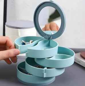 4-Layer Plastic Dust-Proof Jewelry <b>Box</b> Space-Saving Multi-Tier <b>Vanity</b> Storage for Rings Earrings Other Jewelry Items Customized - Product Image 1