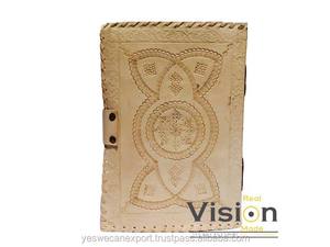 Dernière conception A4 taille Antique Vintage Journal gaufré grand cuir véritable reliure à spirale bas prix vente papiers vierges - Product Image 6