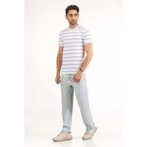 Camisetas Casuales de Corte Holgado con Rayas y Patrón Sólido, Tejido de Punto de 200 Gramos, Antiarrugas, Transpirable, MN-TS-SS25-052, Logotipo Comprimido - Product Image 5