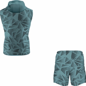 Haute qualité été hommes couleur unie Streetwear sportif sans manches débardeurs à capuche et Shorts - Product Image 2